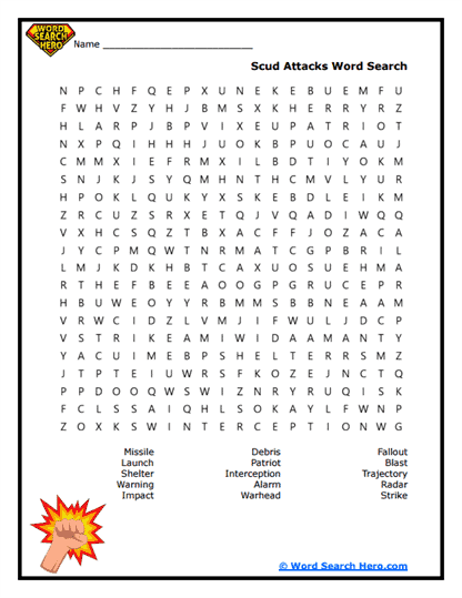 Scud Defense Word Search