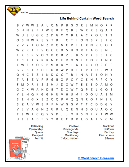 Life Behind Curtain Word Search