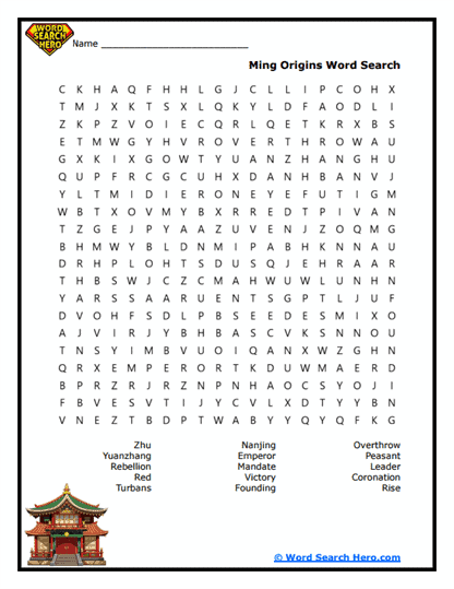 Ming Origins Word Search