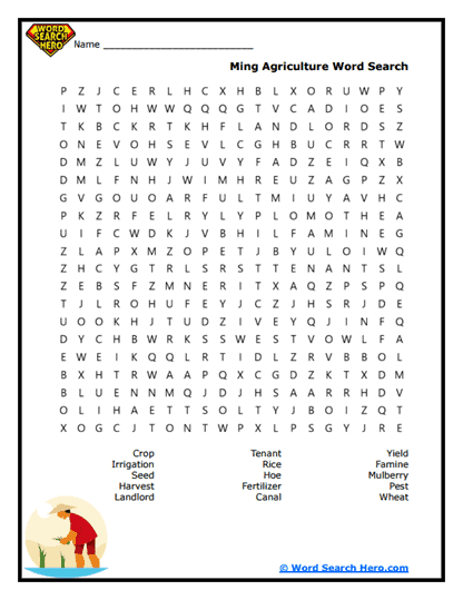 Ming Agriculture Word Search