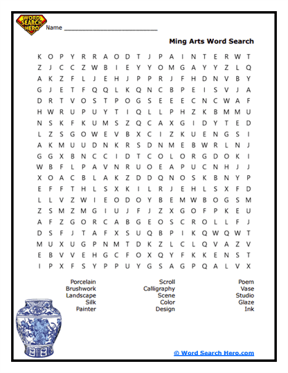 Ming Arts Word Search