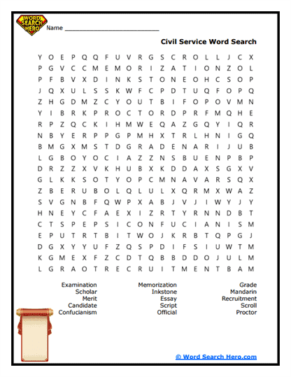 Civil Service Word Search