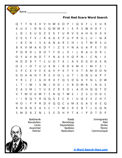The Red Scare and McCarthyism Word Searches