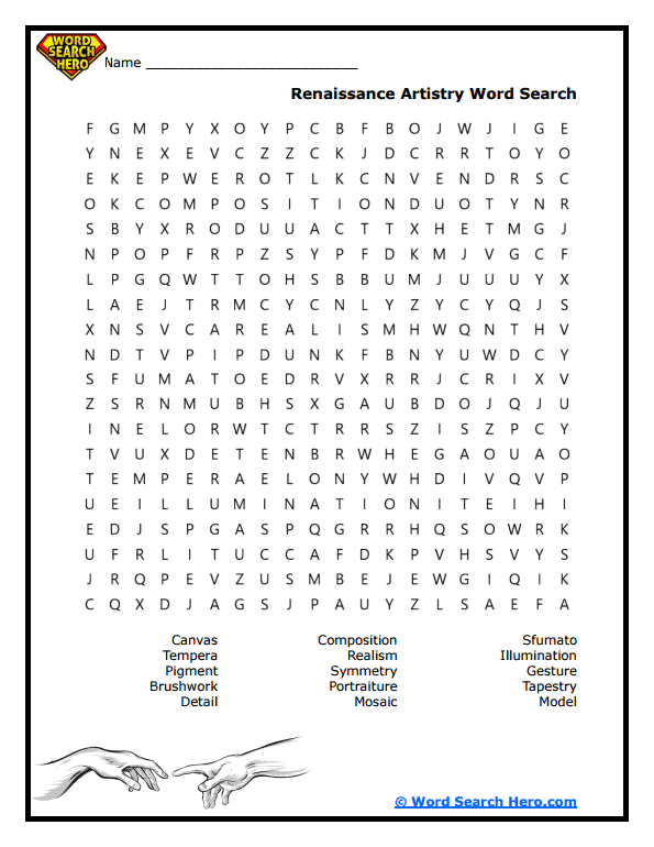 Renaissance Artistry Word Search