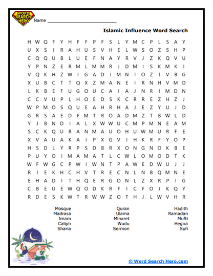 Islamic Influence Word Search