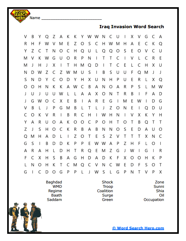 Iraq Puzzle Word Search