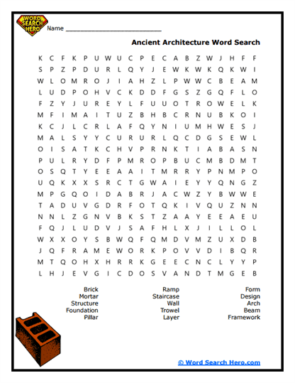 Ancient Architecture Word Search