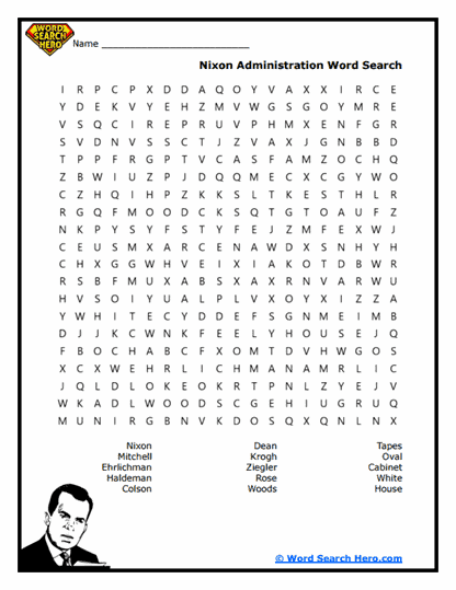 Watergate Scandal Word Searches