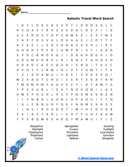 Galactic Travel Word Search