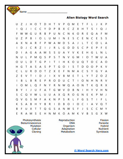 Alien Biology Word Search