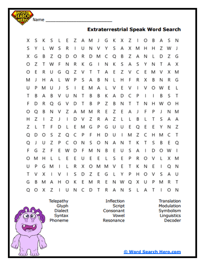 Extraterrestrial Speak Word Search