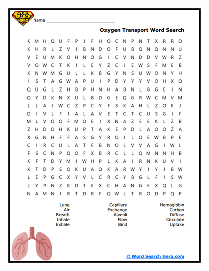 Oxygen Flow Word Search