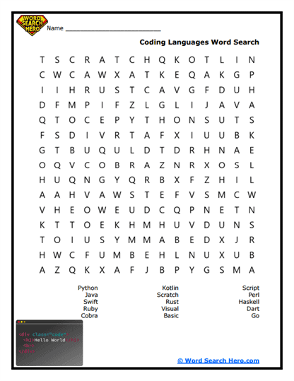 Syntax Safari Word Search