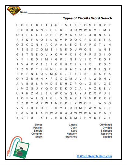 Types of Circuits Word Search