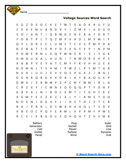 Voltage Sources Word Search