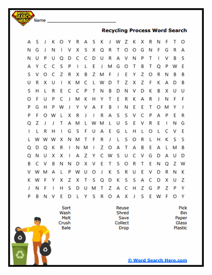 Recycling Process Word Search