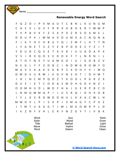 Renewable Energy Word Search