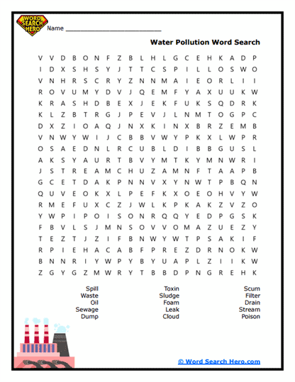 Water Pollution Word Search