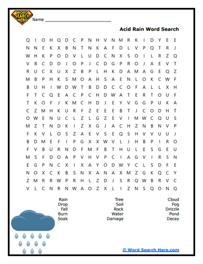 Acid Rain Word Search
