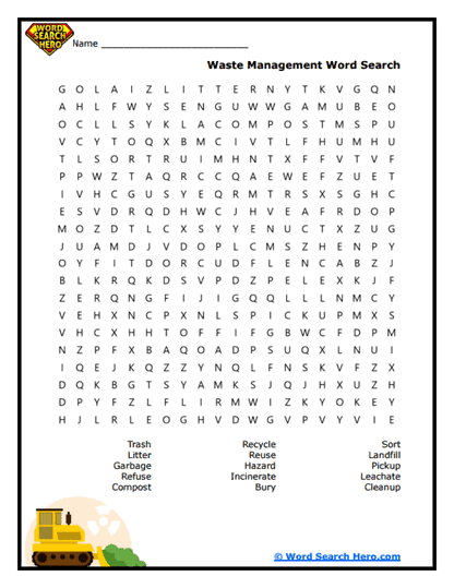 Trash Track Word Search