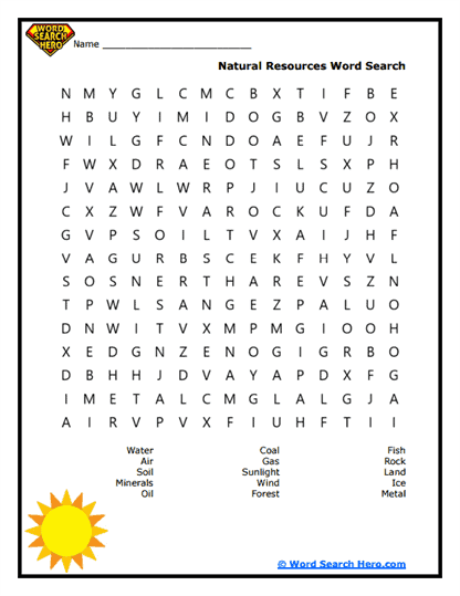 Resource Hunt Word Search