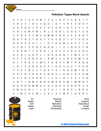 Pollution Patrol Word Search