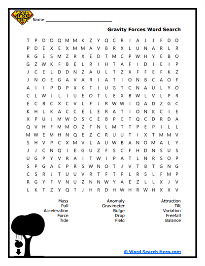 Gravity Forces Word Search