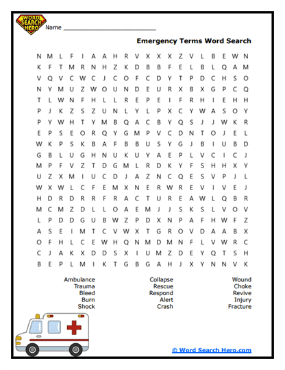 Emergency Escape Word Search