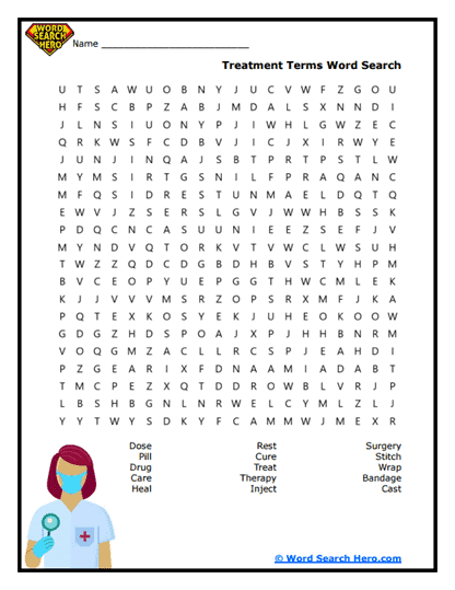 Treatment Trek Word Search
