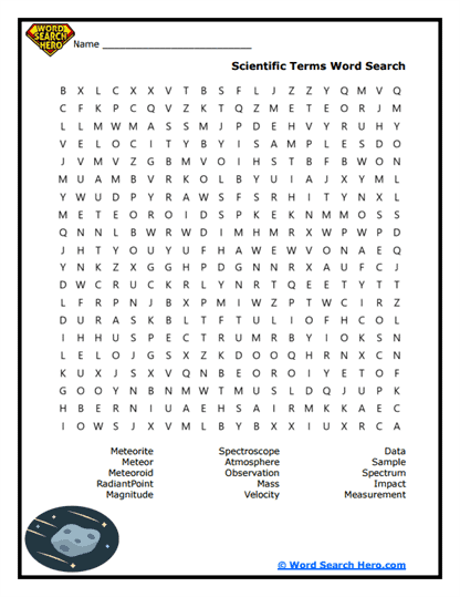 Science Words Word Search
