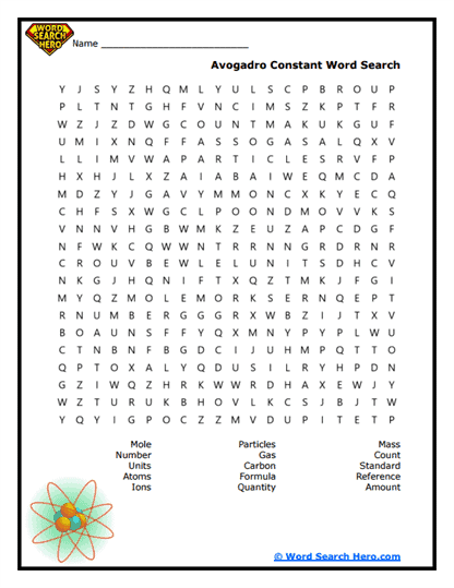 The Mole Concept Word Searches