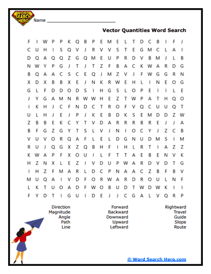 Vector Quantities Word Search