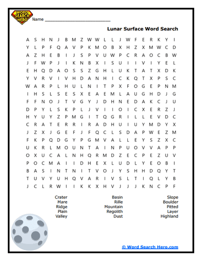 Lunar Landscape Word Search