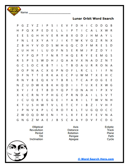 Moon (Luna) Word Searches