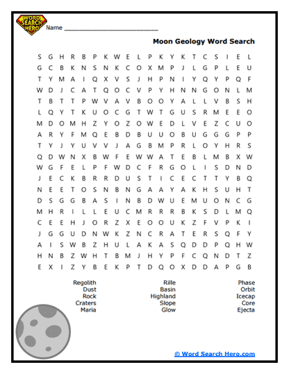 Moon Geology Word Search