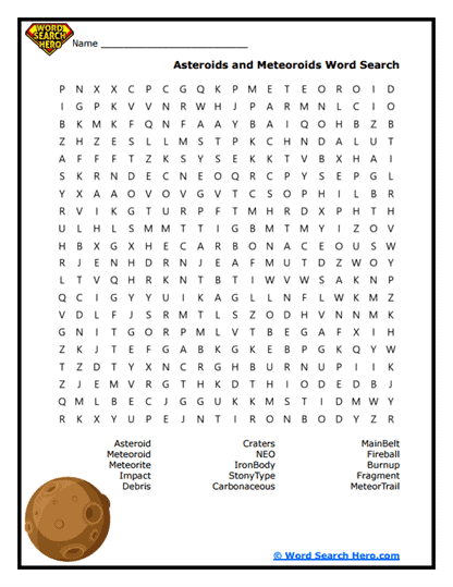 Space Rocks Word Search