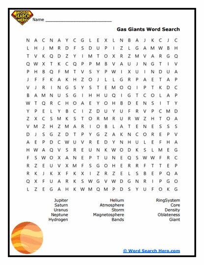 Gas Giant Hunt Word Search