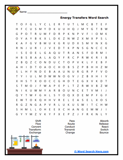 Energy Shift Word Search