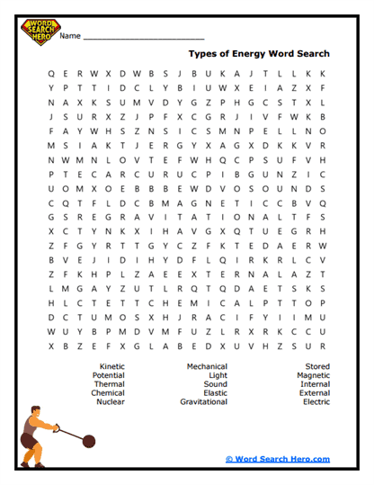 Energy Explorer Word Search