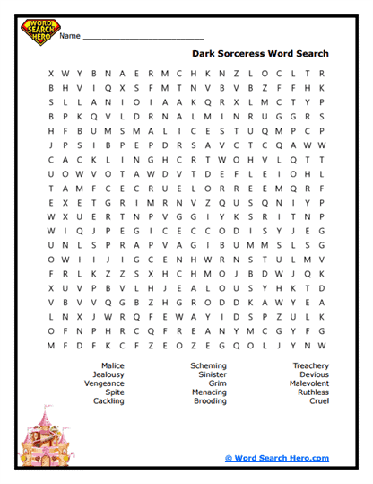 Dark Sorceress Word Search