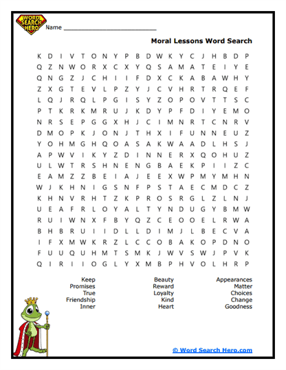 Moral Values Word Search