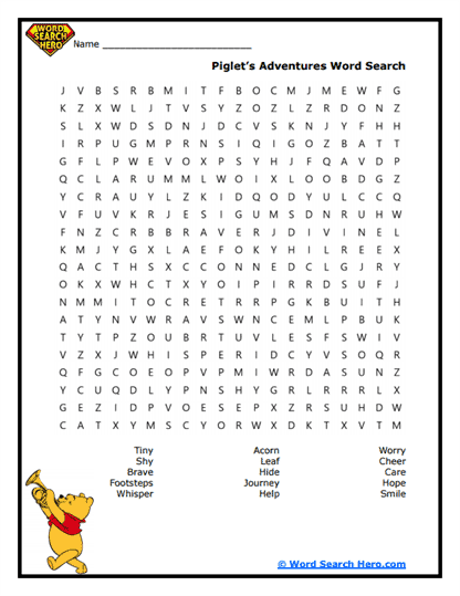 Piglet's Path Word Search