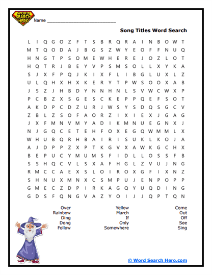 Song Search Word Search