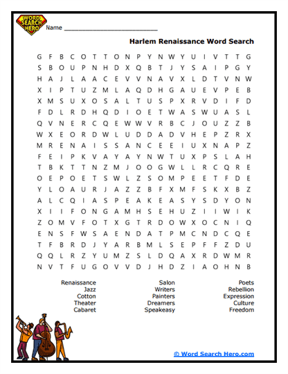 Harlem Renaissance Word Search