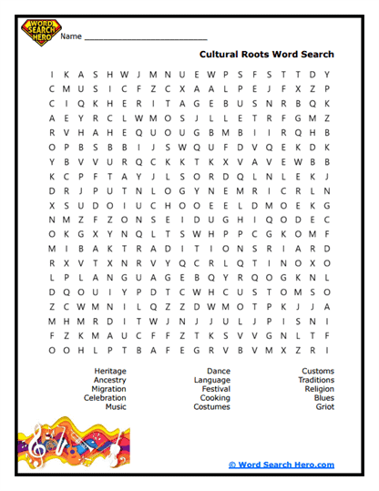 Ancestral Beats Word Search