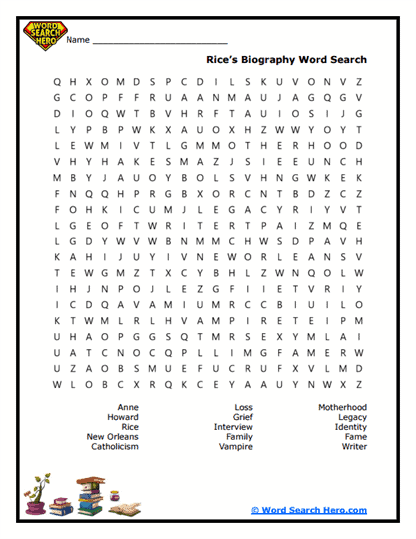 Anne Rice Word Searches