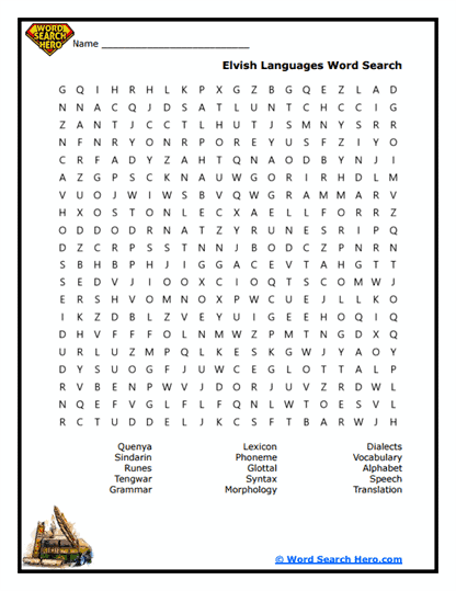 Elvish Tongues Word Search