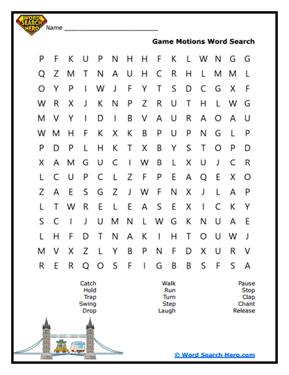 Game Motions Word Search