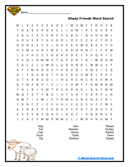 Sheep Friends Word Search
