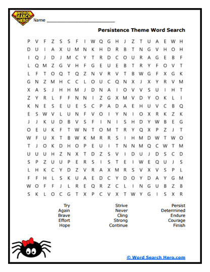 Never Quit Word Search